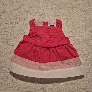 Janie and Jack girls size 0-3 months coral, pink & white dress no diaper cover